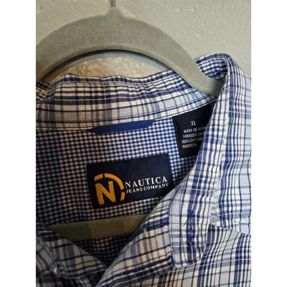 Nautica Men's Blue Plaid Short Sleeve Button Down Shirt Size XL - Picture 2 of 6